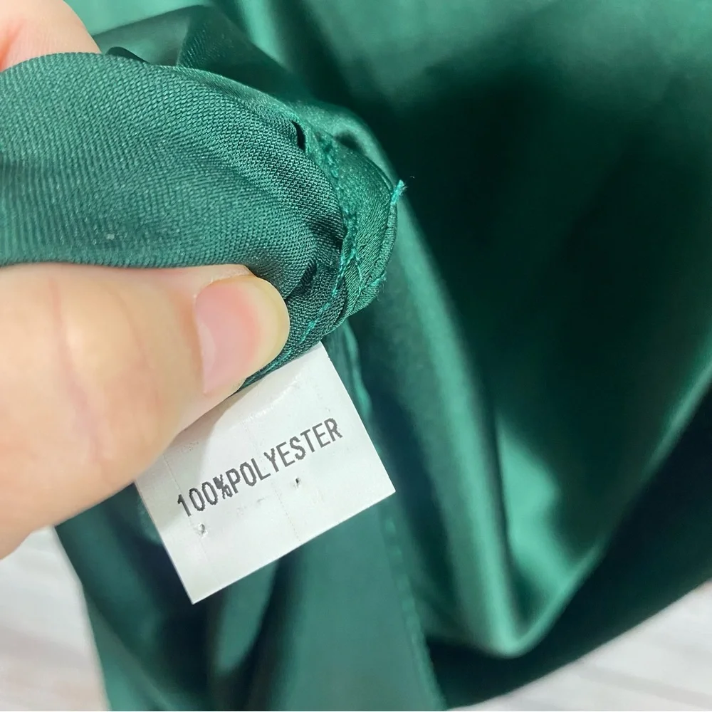 PETAL + PUP EMERALD GREEN LOW CUT BACK SILKY SIZE 4 HIGH LOW HEM DRESS - Picture 12 of 12